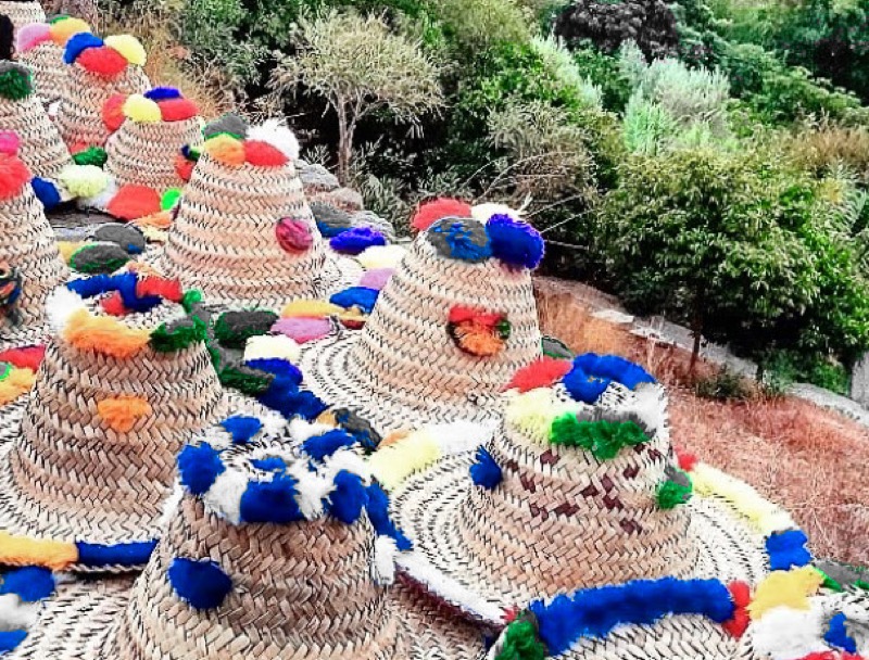 local chefchaouen hats with pompoms